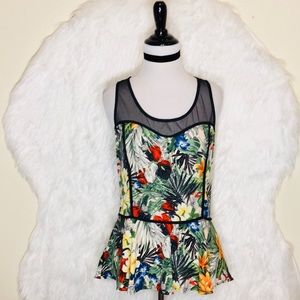 Lush Floral Sheer Peplum Top